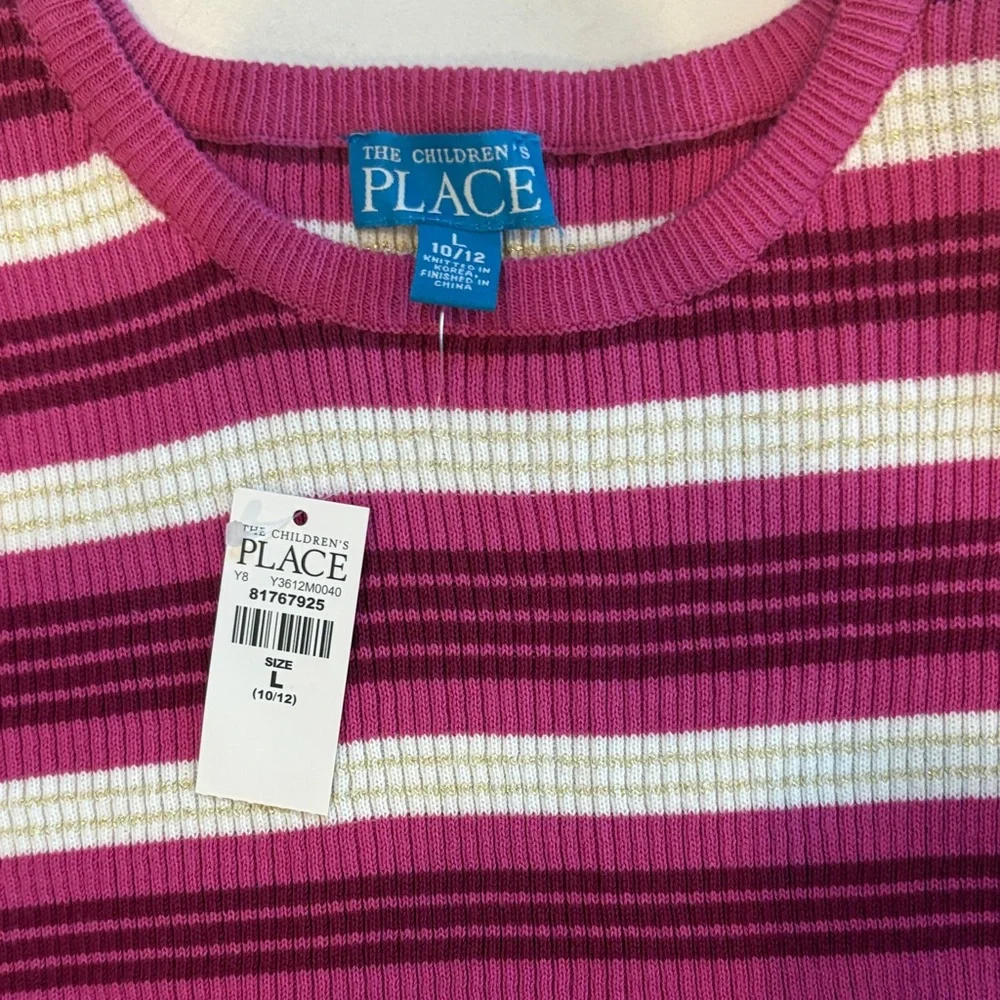 The Children's Place Magenta Striped Sweater Tunic - L